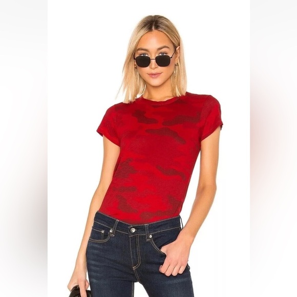 Rag and Bone Red Camo Short Sleeve Tee Shirt Size Small - Picture 1 of 13